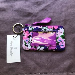 Vera Bradley NWT Flower Garden Purple Zip ID Case